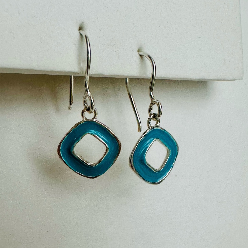 Ride The Waves Sterling Silpada Silver & Blue Enamel Drop Earrings - Picture 2 of 8